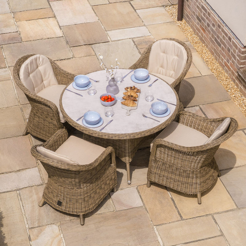 Maze Winchester Heritage 4 Seat Rattan Dining Set – angle view