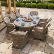 Maze Winchester 6 Seat Oval Rattan Garden Dining Set – Ceramic Glass