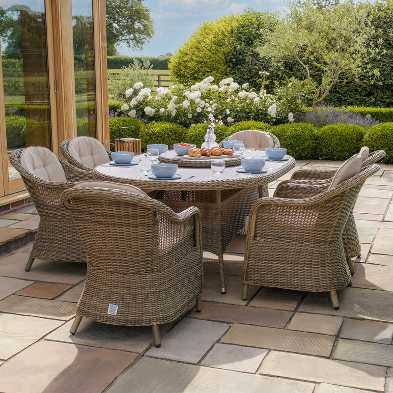 Maze Winchester 6 Seat Oval Rattan Dining Set – side angle