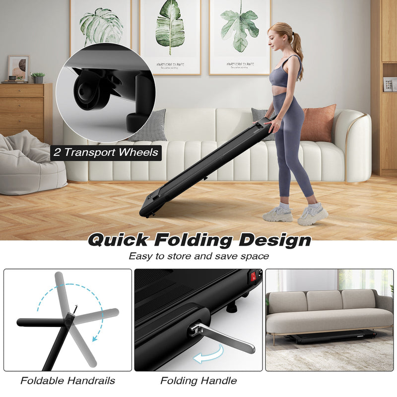 2.25HP Foldable Walking Pad Treadmill with Remote Black - view 4