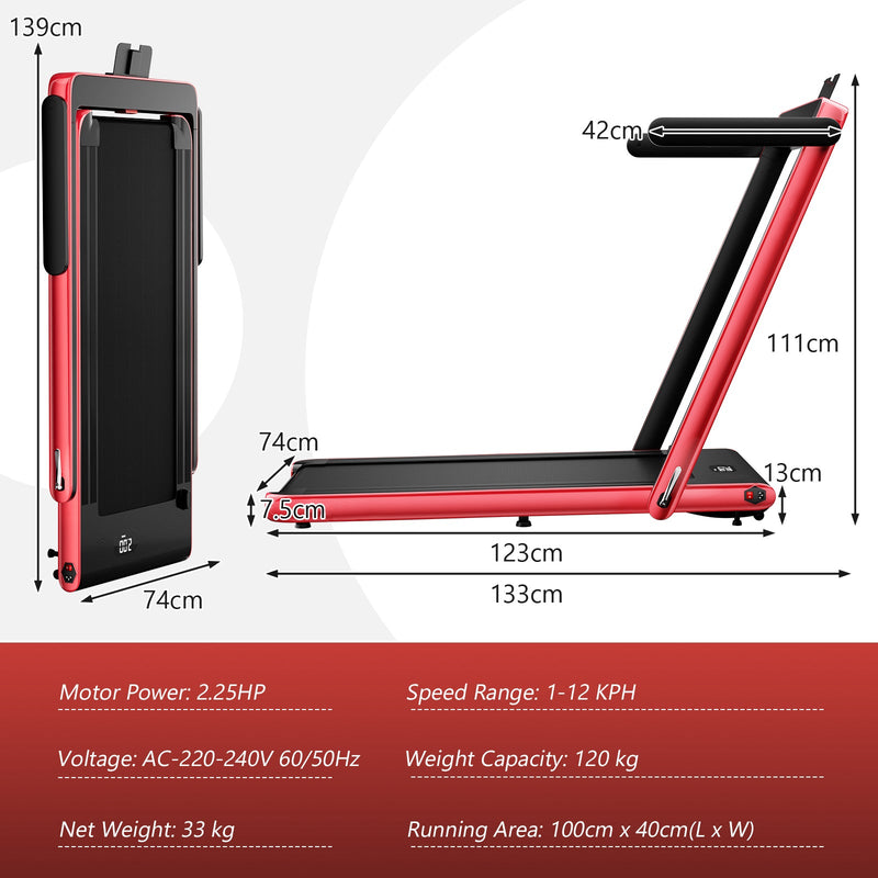 2.25HP Foldable Walking Pad Treadmill with Remote Black - view 11