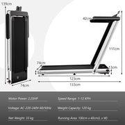 2.25HP Foldable Walking Pad Treadmill with Remote Black - view 15