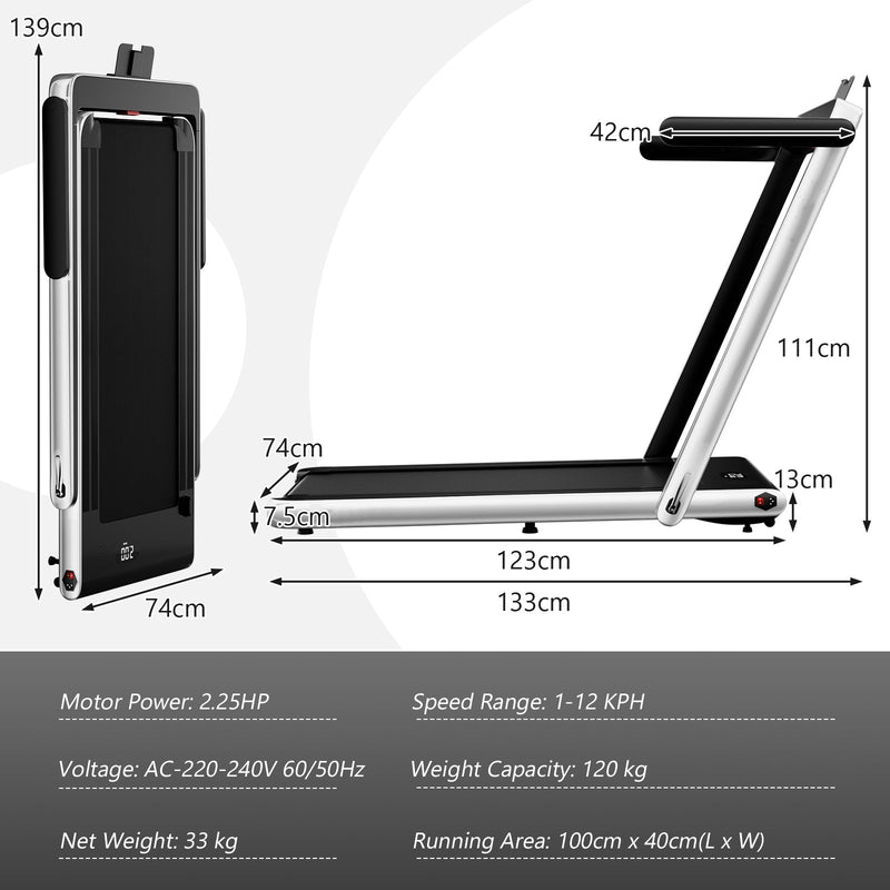 2.25HP Foldable Walking Pad Treadmill with Remote Black - view 15