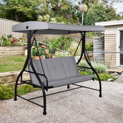 3 Seater Garden Swing Chair with Adjustable Canopy and Cushions
