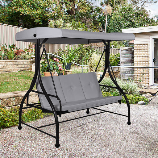 3 Seater Garden Swing Chair with Adjustable Canopy and Cushions