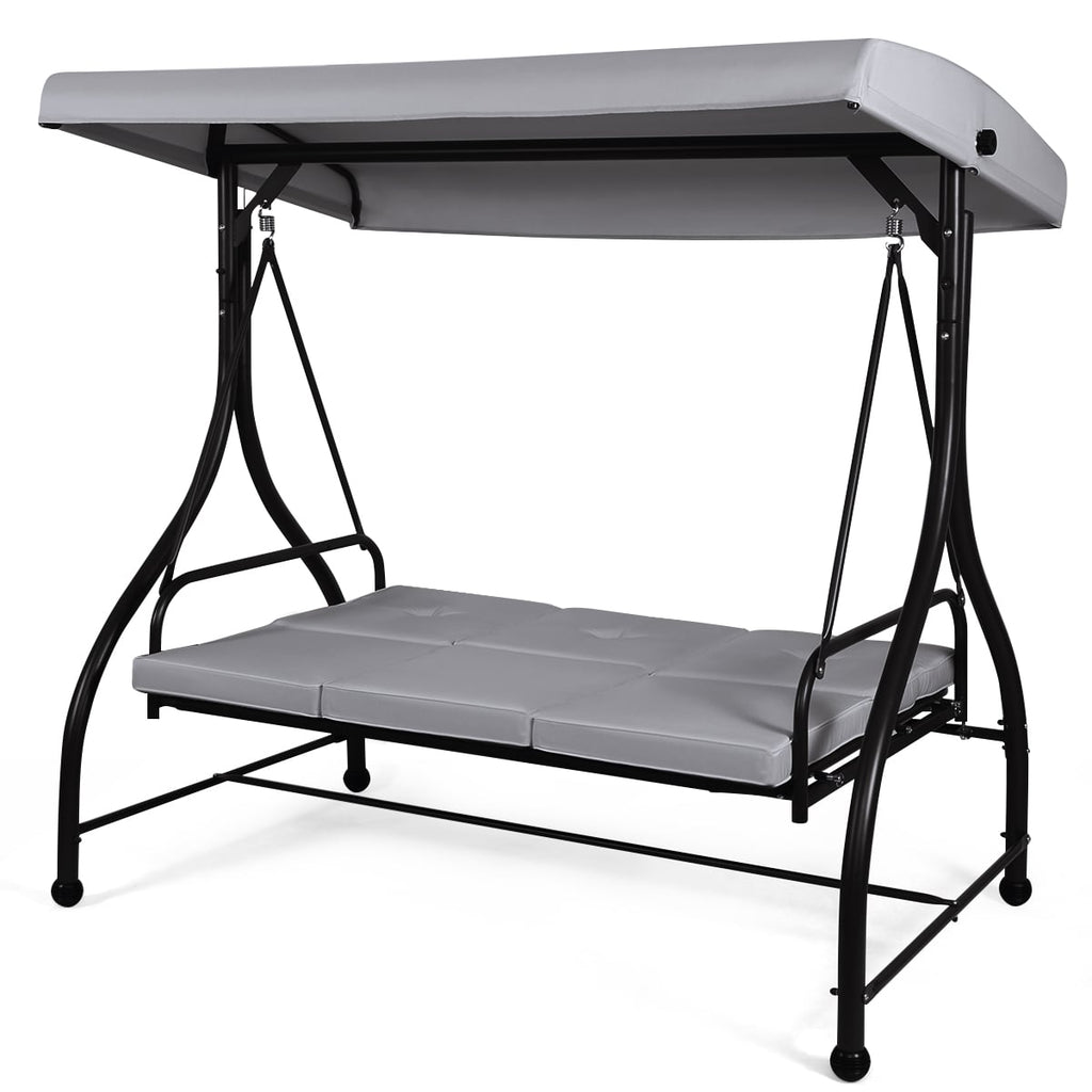 3 Seater Garden Swing Chair with Adjustable Canopy and Cushions