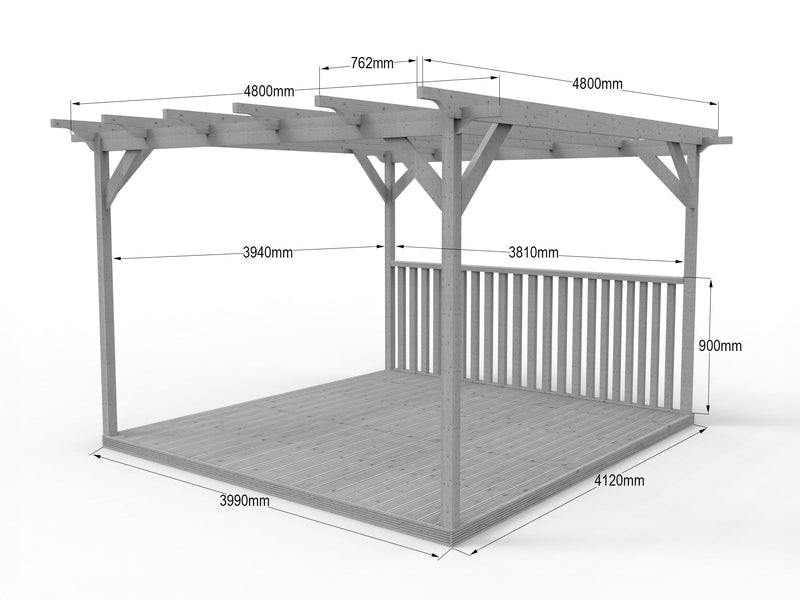 Square Pergola And Decking Kit With Three Side Balustrade - image 8