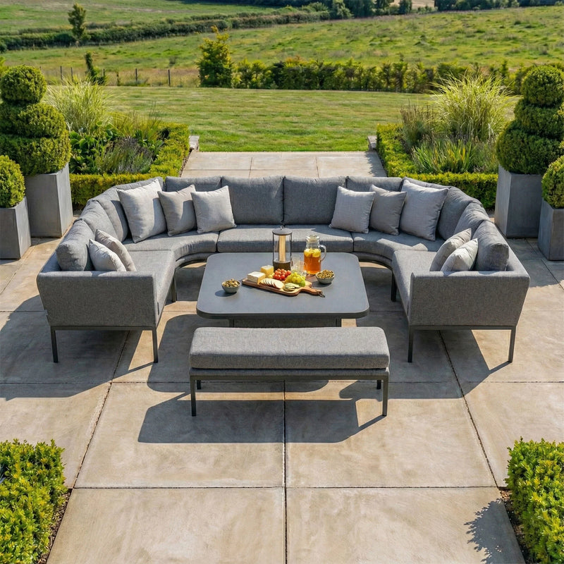 Maze - Outdoor Fabric Pulse U-Shape Corner Dining Set with Rising Table - Zinc Grey