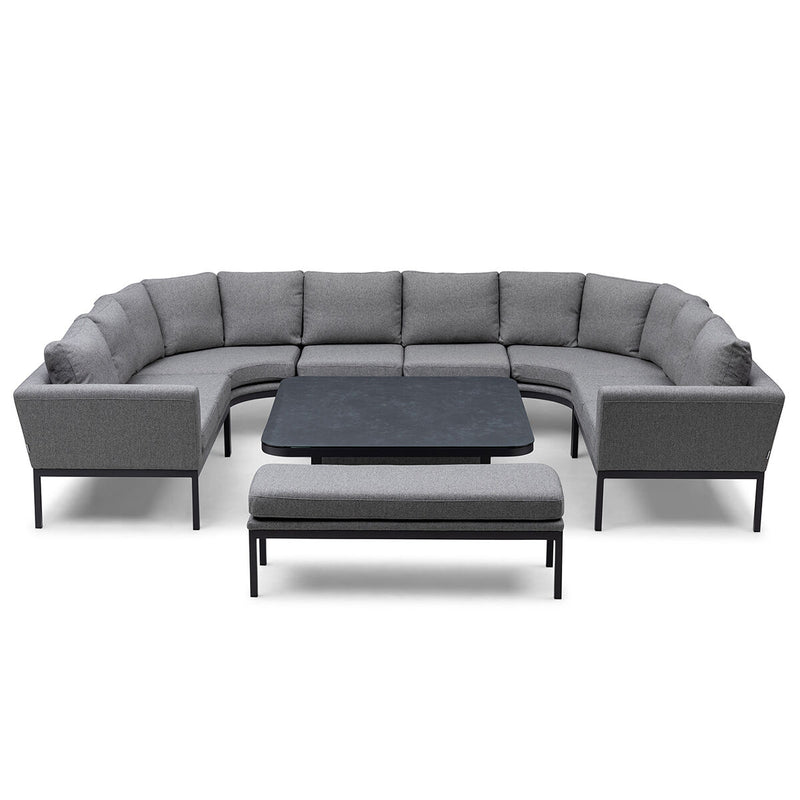 Maze - Outdoor Fabric Pulse U-Shape Corner Dining Set with Rising Table - Zinc Grey