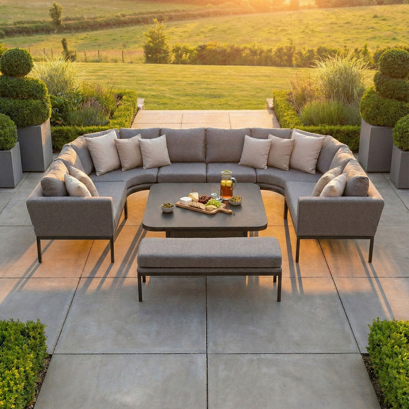 Maze - Outdoor Fabric Pulse U-Shape Corner Dining Set with Rising Table - Zinc Grey