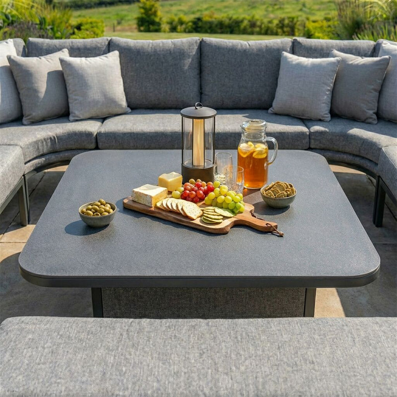 Maze - Outdoor Fabric Pulse U-Shape Corner Dining Set with Rising Table - Zinc Grey