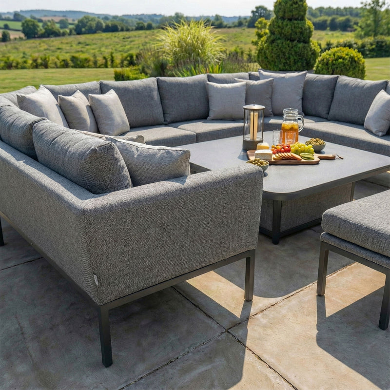 Maze - Outdoor Fabric Pulse U-Shape Corner Dining Set with Rising Table - Zinc Grey