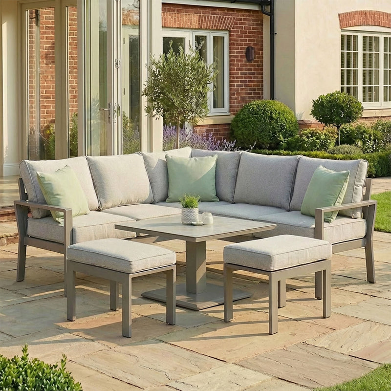 Maze Montreal Small Garden Sofa Dining Set with Rising Table - Cool Linen
