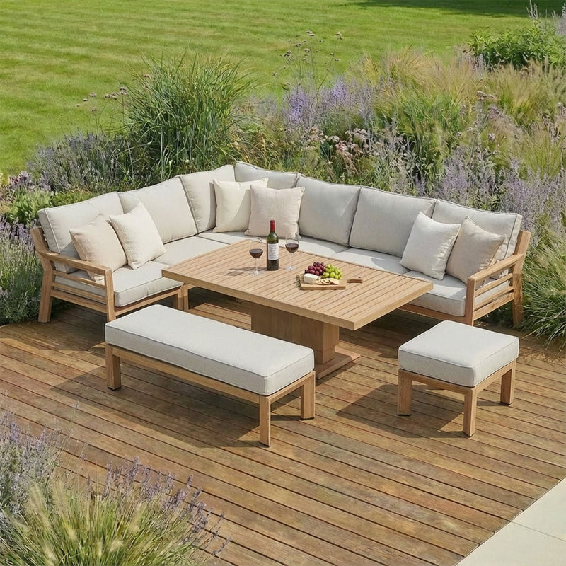 Maze New York Wood Effect Corner Dining Set - Almond