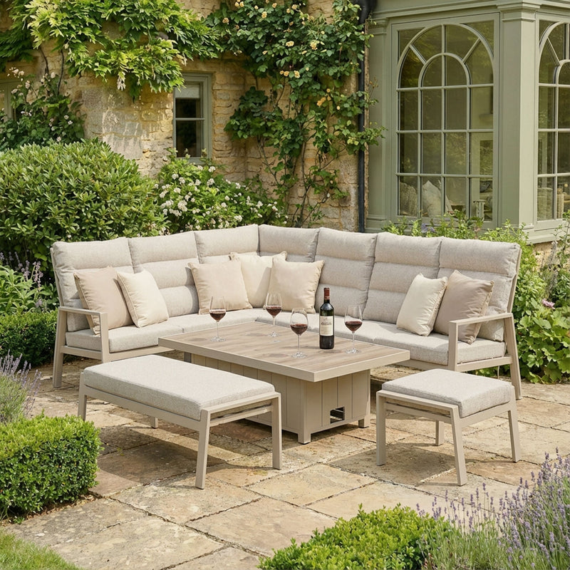 Maze Valencia Reclining Corner Dining Set - Latte