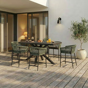 Maze Monaco Rope Weave 6 Seat Rectangular Bar Set - Cool Linen