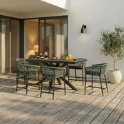 Maze Milan Rope Weave 8 Seat Rectangular Dining Set - Charcoal