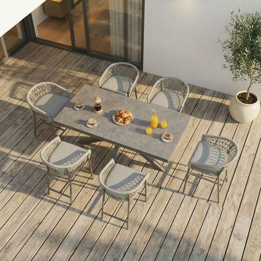 Maze Milan 8 Seat Dining Set - rope weave detail