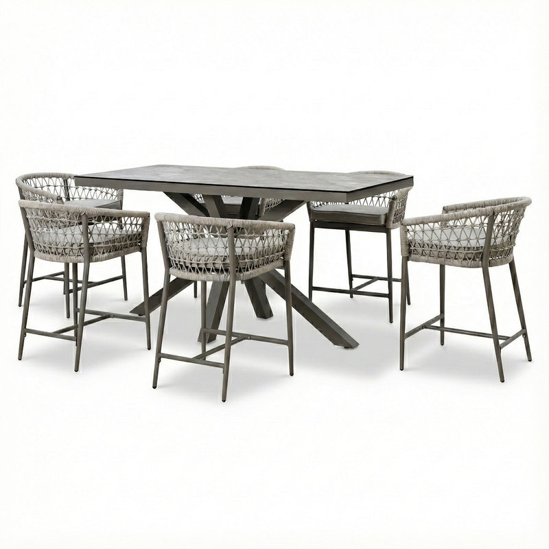 Maze Monaco 6 Seat Bar Set Cool Linen - lifestyle view