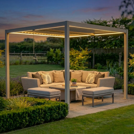 Maze Como 3m x 3m Aluminium Garden Pergola - Latte