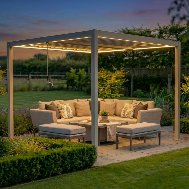 Maze Como Freestanding BBQ Shelter with LED Lights - Grey