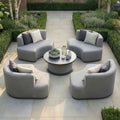 Maze - Outdoor Fabric Snug Lifestyle Suite with Rising Table - Zinc Grey