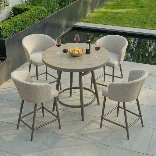 Maze Zen 4 Seat Low Round Bar Set Latte - angle view