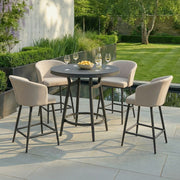 Maze Outdoor Fabric Zen 4 Seat Low Round Bar Set - Latte