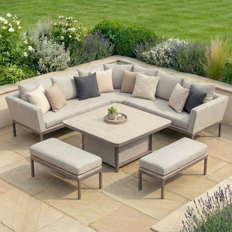 Maze Pulse Deluxe Square Corner Dining Set - Latte