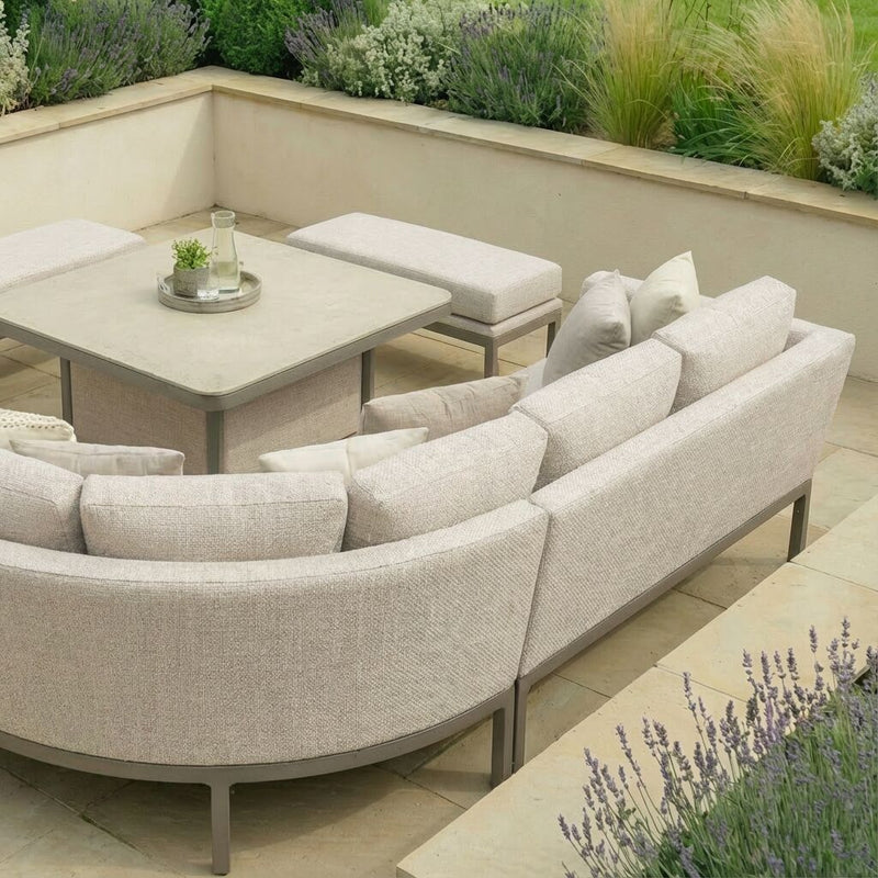 Maze - Outdoor Fabric Pulse Deluxe Square Corner Dining Set with Rising Table - Latte