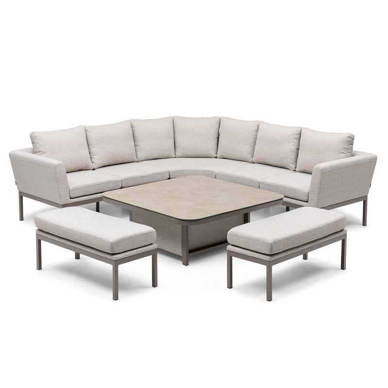 Maze - Outdoor Fabric Pulse Deluxe Square Corner Dining Set with Rising Table - Latte