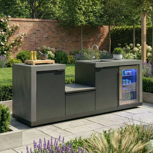 Maze Ember Small Linear Outdoor Kitchen Sink and Fridge - view 2