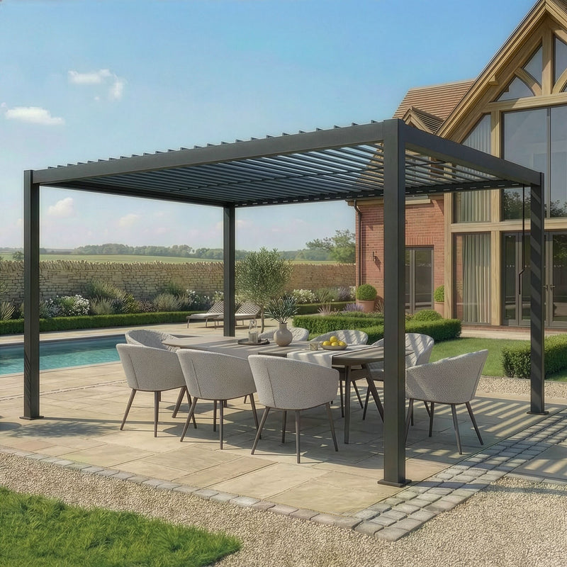 Maze - Como 3m x 3m Aluminium Garden Pergola - Latte