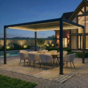Maze Como 3m x 4m Pergola Latte lifestyle garden setting