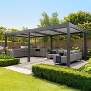 Maze Como 7.8m x 4m Aluminium Garden Pergola Grey