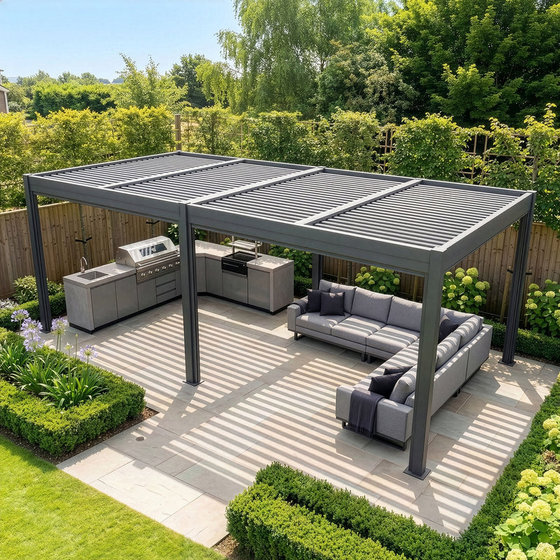 Maze Como 7.8m x 4m Pergola Grey louvre roof
