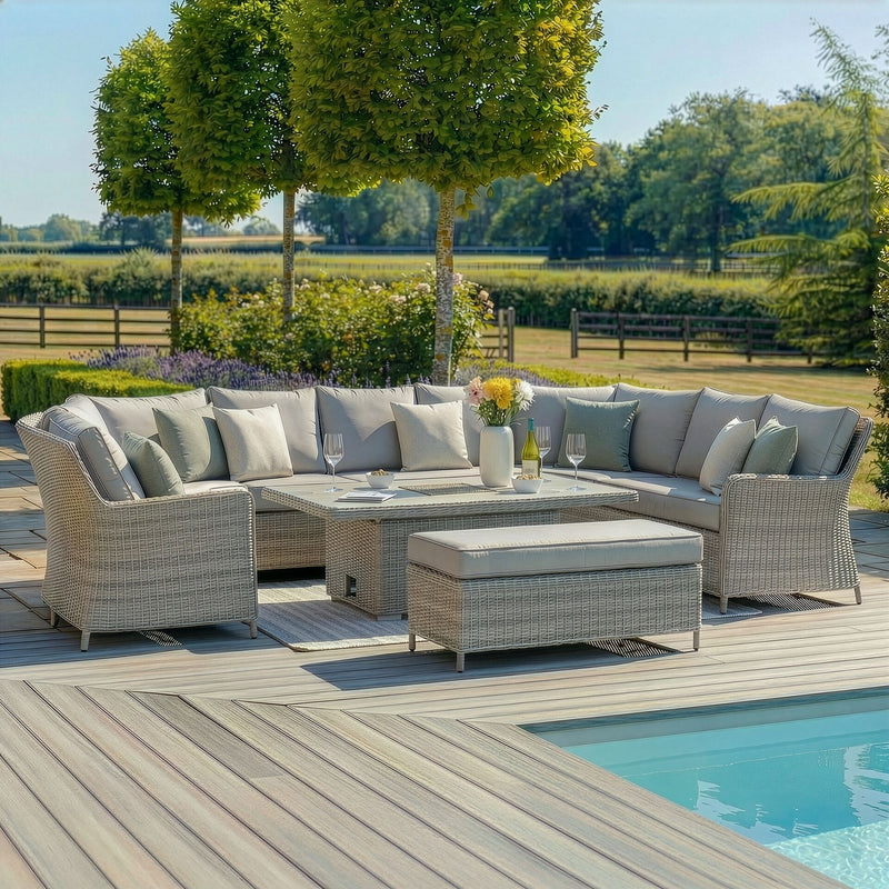 Maze Oxford Royal U-Shape Sofa Set - Ceramic Glass