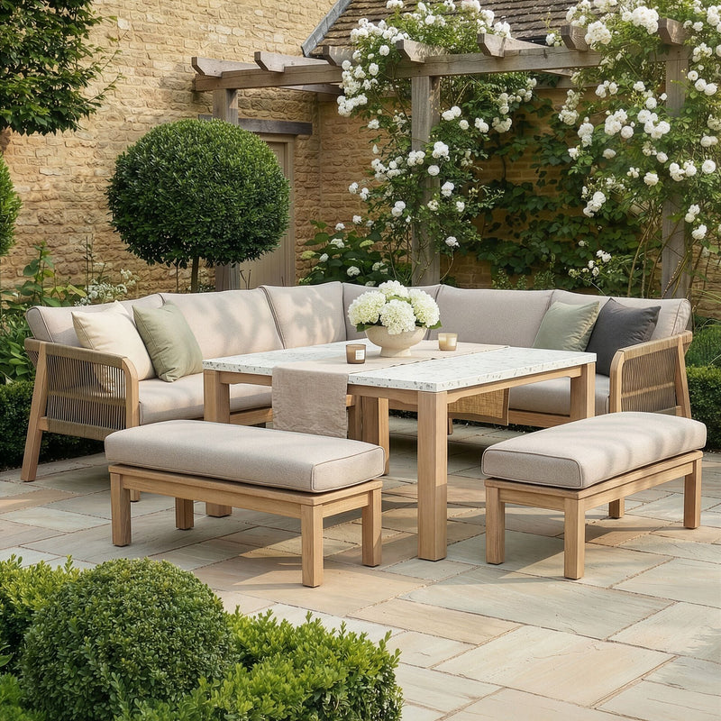 Maze Martinique Rope Weave Corner Sofa Set - Terrazzo - Light Brown