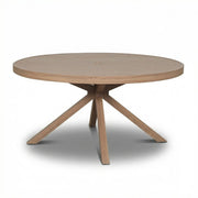 Maze New York 6 Seat Round Aluminium Dining Set - Wood Effect Almond