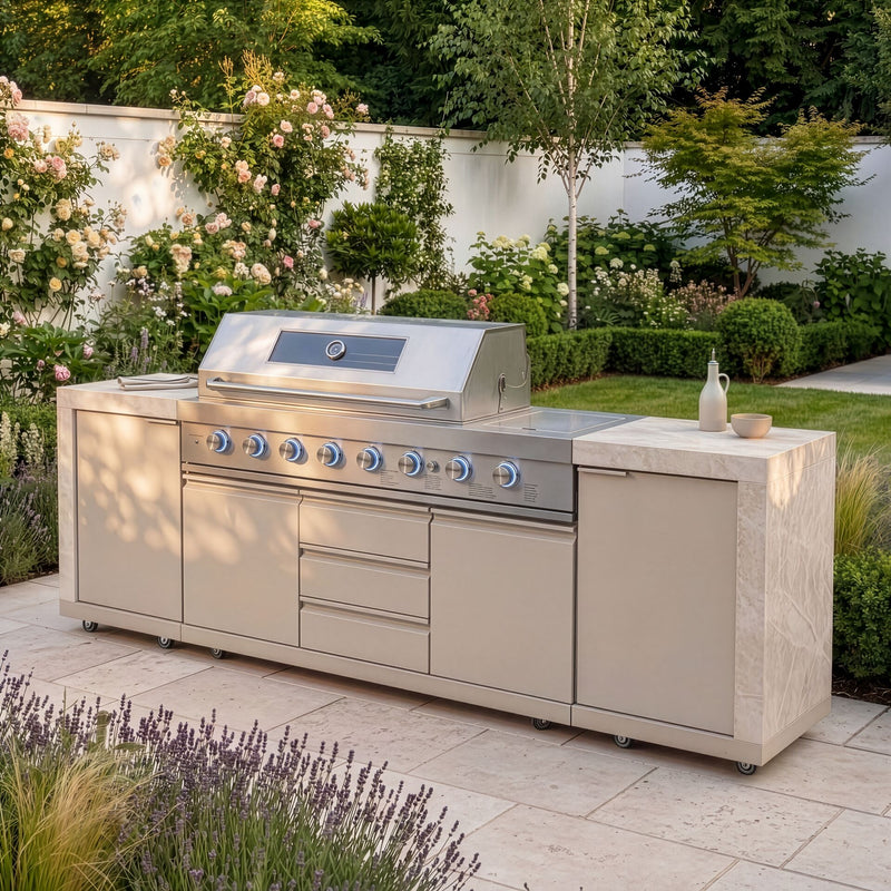 Maze Ember Linear Outdoor Kitchen 6 Burner Gas Grill Latte - main view
