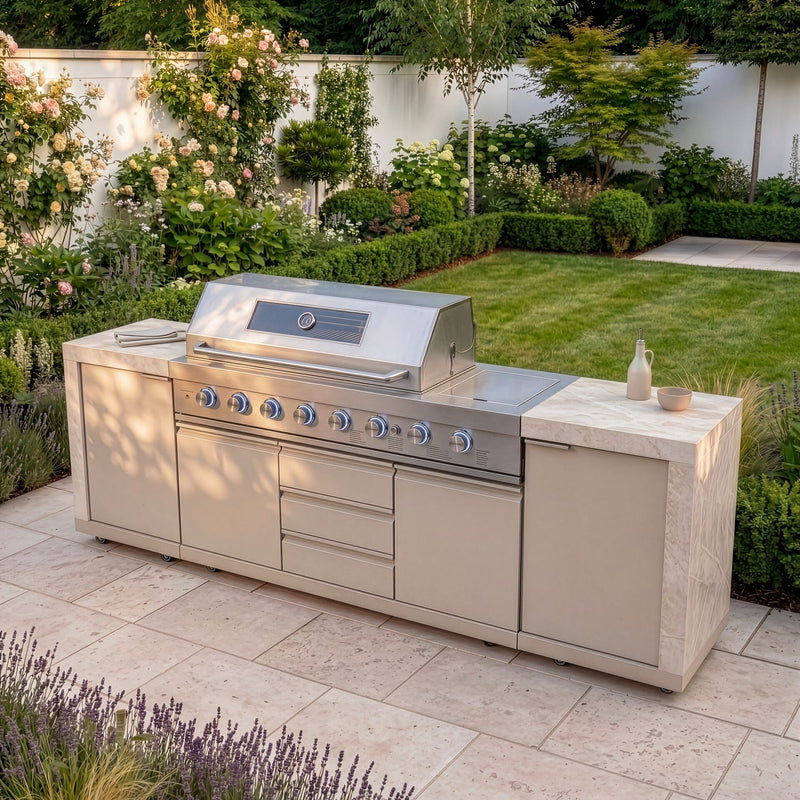 Maze Ember Linear Outdoor Kitchen 6 Burner Gas Grill Latte - view 2