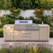 Maze Ember Linear Outdoor Kitchen 6 Burner Gas Grill Latte - view 3