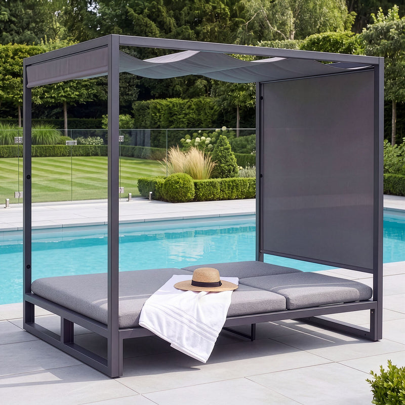 Maze - Outdoor Fabric Allure Cabana Double Sunlounger - Zinc Grey