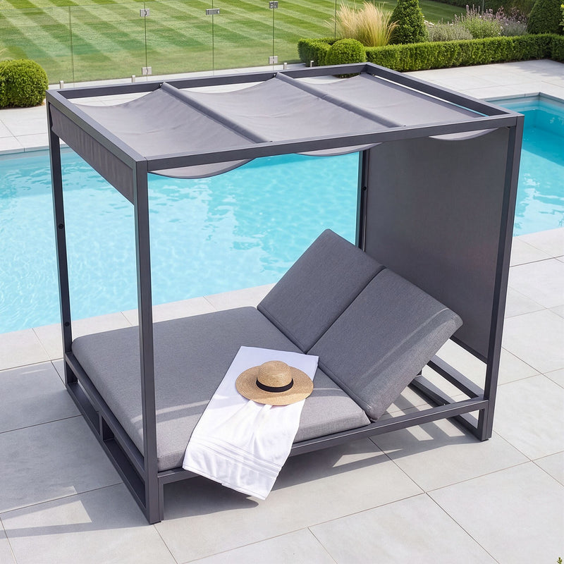 Maze - Outdoor Fabric Allure Cabana Double Sunlounger - Zinc Grey