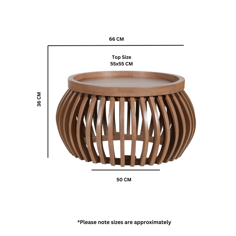 Indus Solid Wood Small Round Low Coffee Table - image 5