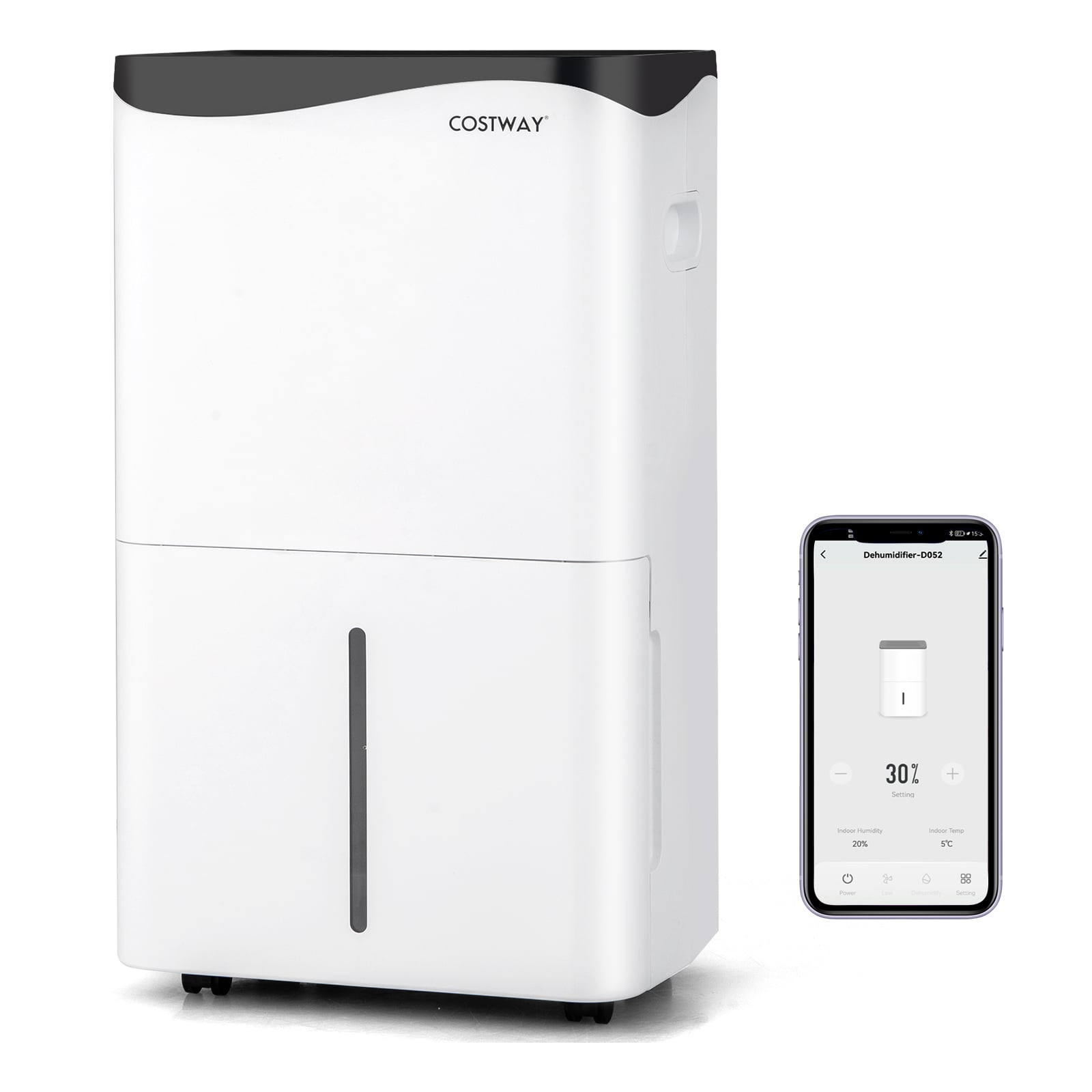 Portable 50L/Day Dehumidifier with App and Wifi for Home Damp