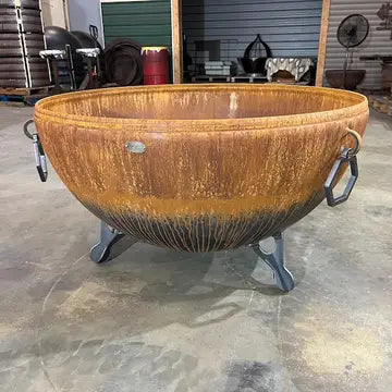 Kings Cauldron 41 Hemispherical Fire Pit – Heavy-Duty Patina Steel Outdoor Fire Bowl