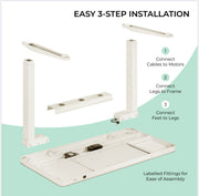 E-Max Electric Height Adjustable Desk White (Glass Top) – Purus Life - image 10