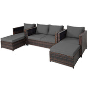 Costway 5-Piece Outdoor Rattan Patio Furniture Set with Removable Cushions Grey - Garden Balcony Sofa Set