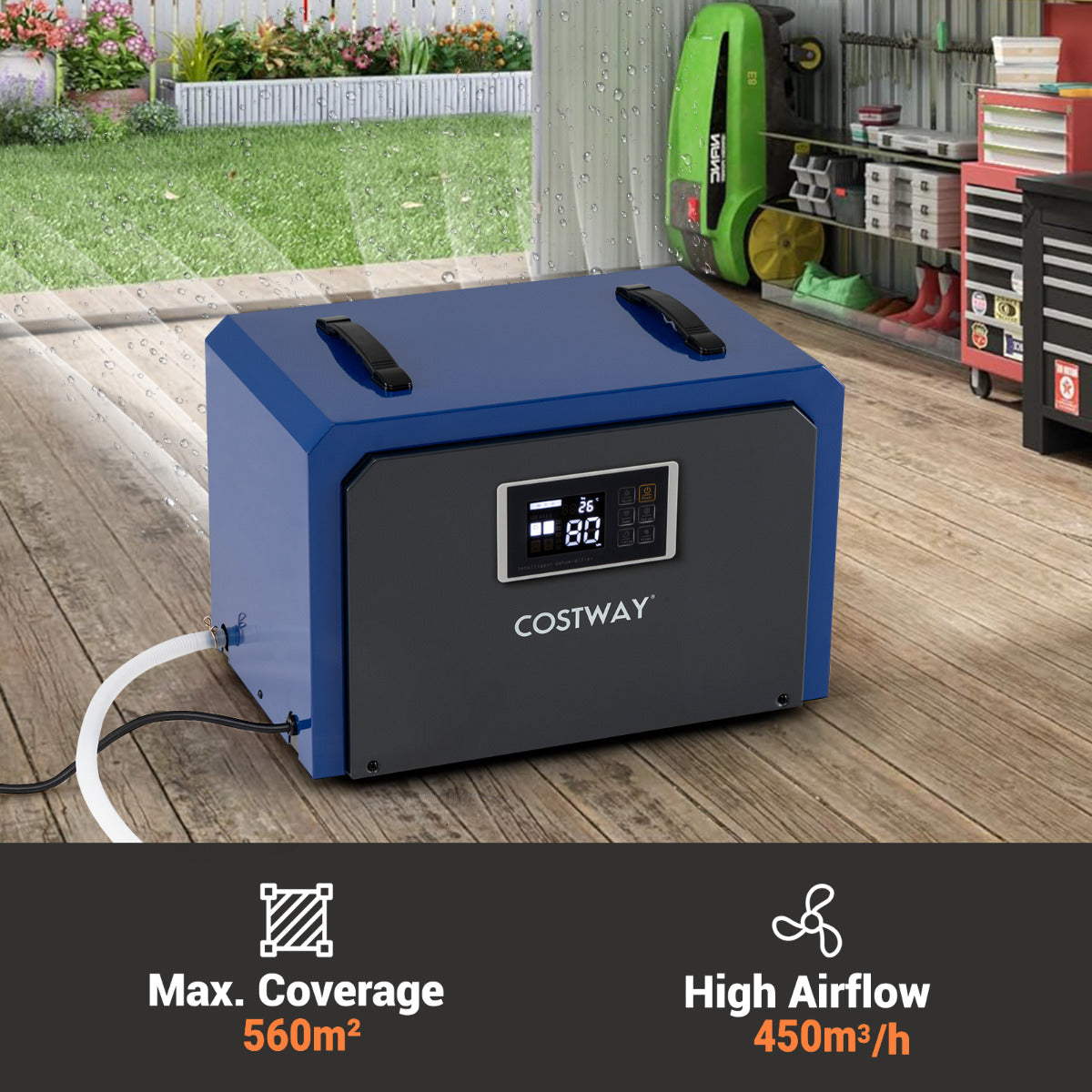 60L Crawl Space Dehumidifier with Drain Hose and 24H Timer